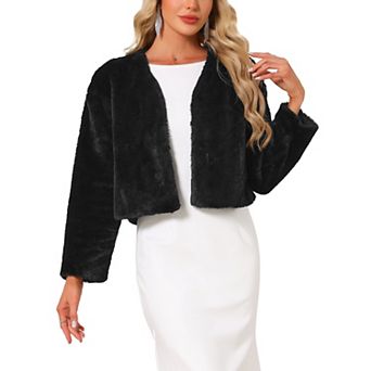 Women's Formal Bolero for Evening Dresses Cocktail Bridal Wedding Elegant Faux Fur Shrug Jacket
