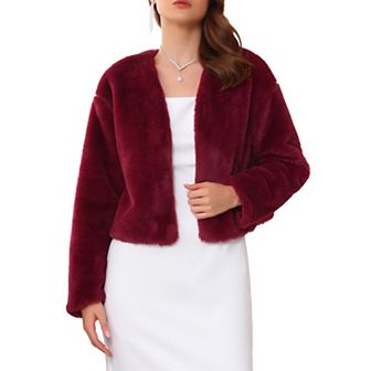 Women's Formal Bolero for Evening Dresses Cocktail Bridal Wedding Elegant Faux Fur Shrug Jacket