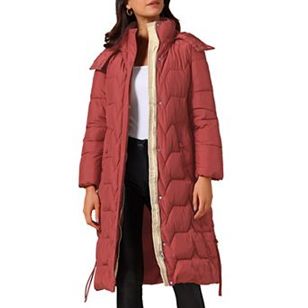 Women's Winter Long Puffer Coat Hooded Zip Up Down Jackets Outerwear