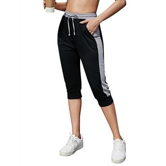Capris for Women Casual Crop Pants Loose Fit Comfy Drawstring Lounge Pants with Pockets