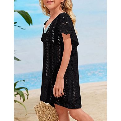 Girls Swim Cover Up Crochet Swimsuits Kids Swimwear Beachwear Tops