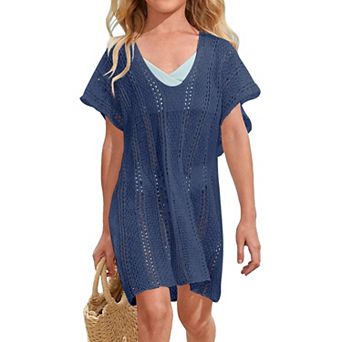 Girls Swim Cover Up Crochet Swimsuits Kids Swimwear Beachwear Tops