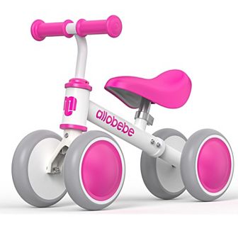 Allobebe Baby Balance Bike, Ages 1-3, 4-Wheel Ride-On with Adjustable Seat & Silent Wheels