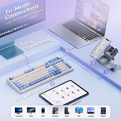 AULA 99-Key Tri-Mode Creamy RGB Gaming Keyboard, Backlit, Numpad & Knob