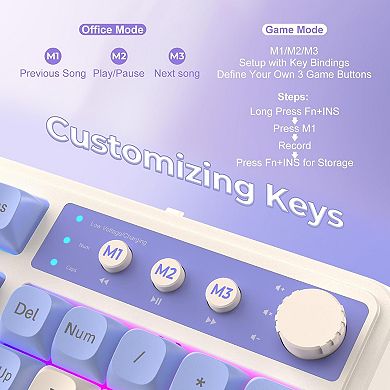 AULA 99-Key Tri-Mode Creamy RGB Gaming Keyboard, Backlit, Numpad & Knob