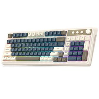 AULA 99-Key Tri-Mode Creamy RGB Gaming Keyboard, Backlit, Numpad & Knob
