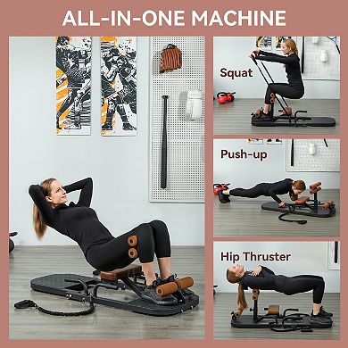 Soozier Sissy Squat Machine Hip Thrust Machine with Push Up Stand