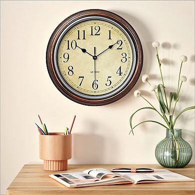 Wall Clocks, Battery Operated Silent Non-Ticking Wall Clock Rustic Style Decorative, 12 Inch