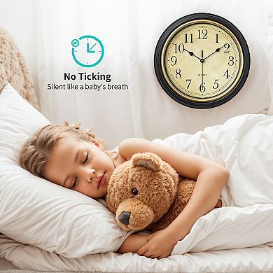 Wall Clocks, Battery Operated Silent Non-Ticking Wall Clock Rustic Style Decorative, 12 Inch