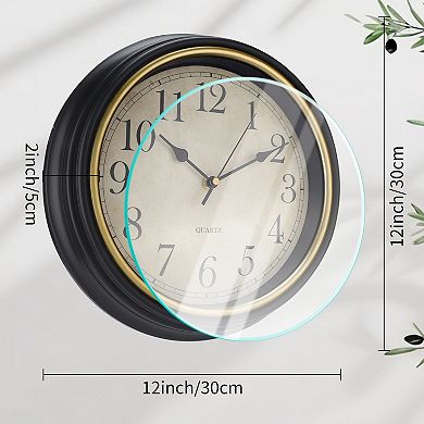 Wall Clocks, Battery Operated Silent Non-Ticking Wall Clock Rustic Style Decorative, 12 Inch