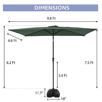6.5 x 10 ft Rectangular Patio Umbrella with Base