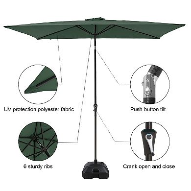 6.5 x 10 ft Rectangular Patio Umbrella with Base