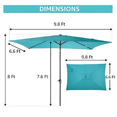 6.5 x 10 ft Rectangular Patio Umbrella with Base