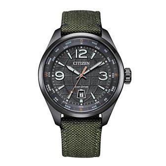 Citizen Eco-Drive Men’s Grey Ion-Plated Nylon Strap Watch - AW1837-11H