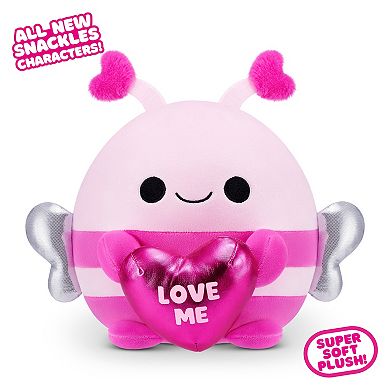 Snackles Valentines Edition 8-inch Plush Bumblebee with Heart-Shaped Chocolate