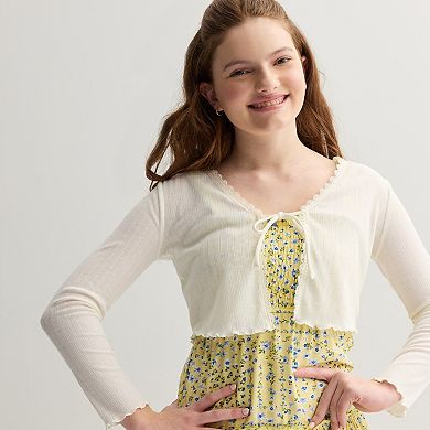 Girls Knit Works 2-Piece Long Sleeve Cardigan & Smocked Tiered Maxi Dress