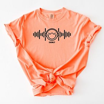 S.W.Smiley Headphones Music - Women's Garment Dyed Graphic T-Shirt