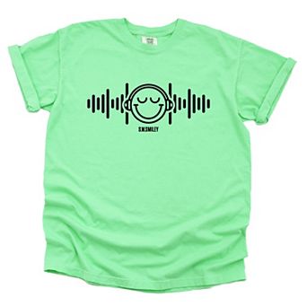 S.W.Smiley Headphones Music - Women's Garment Dyed Graphic T-Shirt