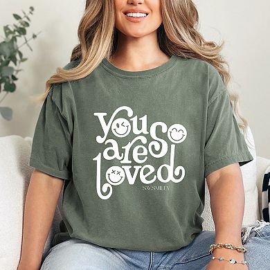 S.W.Smiley You Are So Loved - Women's Garment Dyed Graphic T-Shirt