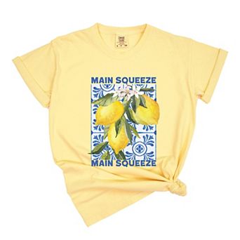 Main Squeeze Lemons - Womens Garment Dyed Graphic T-Shirt
