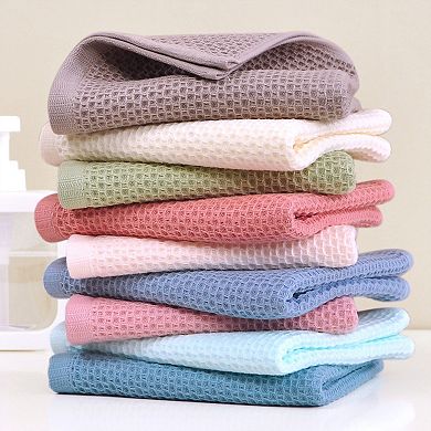 5Pcs Cotton Hand Towel Set, Solid Waffle Hand Towels, Soft Towels for Bathroom and Hotel, 13"x30"