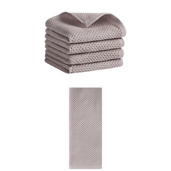 5 pc Cotton Hand Towel Set, Solid Waffle Hand Towels, Soft Towels for Bathroom and Hotel, 13"x30"