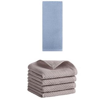 5 pc Cotton Hand Towel Set, Solid Waffle Hand Towels, Soft Towels for Bathroom and Hotel, 13"x30"