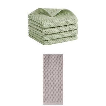 5 pc Cotton Hand Towel Set, Solid Waffle Hand Towels, Soft Towels for Bathroom and Hotel, 13"x30"