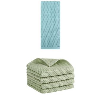 5 pc Cotton Hand Towel Set, Solid Waffle Hand Towels, Soft Towels for Bathroom and Hotel, 13"x30"