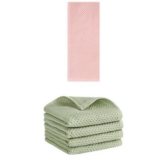 5 pc Cotton Hand Towel Set, Solid Waffle Hand Towels, Soft Towels for Bathroom and Hotel, 13"x30"