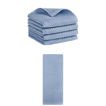 5 pc Cotton Hand Towel Set, Solid Waffle Hand Towels, Soft Towels for Bathroom and Hotel, 13"x30"