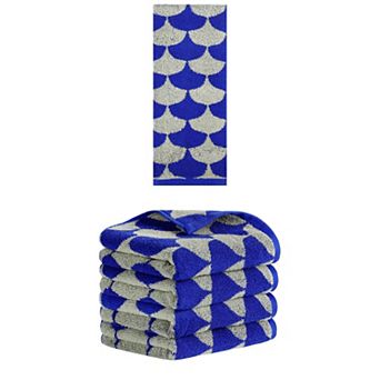 5 pc Cotton Hand Towels, Geometric Absorbent Soft Decorative Hand Towel for Bathroom 13"x29"