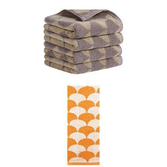 5 pc Cotton Hand Towels, Geometric Absorbent Soft Decorative Hand Towel for Bathroom 13"x29"