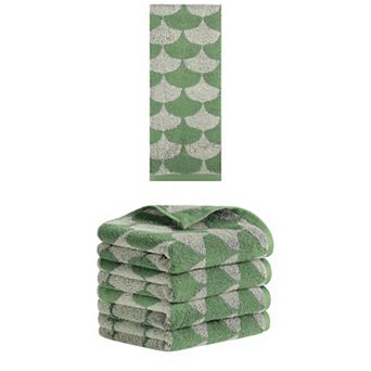 5 pc Cotton Hand Towels, Geometric Absorbent Soft Decorative Hand Towel for Bathroom 13"x29"