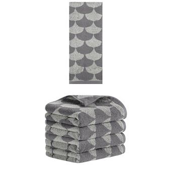 5 pc Cotton Hand Towels, Geometric Absorbent Soft Decorative Hand Towel for Bathroom 13"x29"