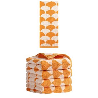 5 pc Cotton Hand Towels, Geometric Absorbent Soft Decorative Hand Towel for Bathroom 13"x29"