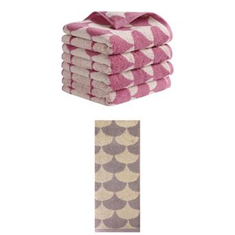 5 pc Cotton Hand Towels, Geometric Absorbent Soft Decorative Hand Towel for Bathroom 13"x29"