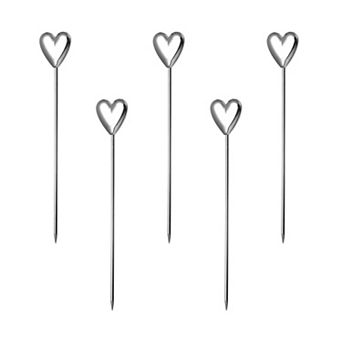 Stainless Steel Cocktail Picks, 5 pc 4.41" Metal Cocktail Toothpicks Martini Picks Reusable