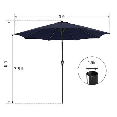 9ft Patio Umbrella with Base Included,with Crank Tilt and Umbrella Stand