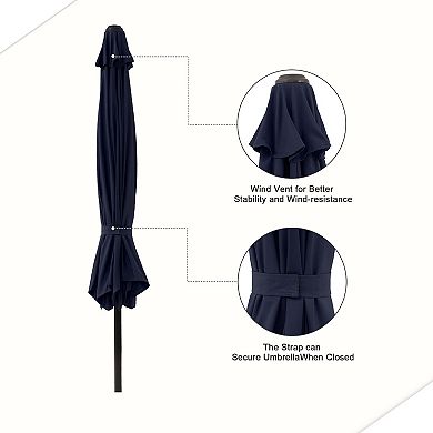 9ft Patio Umbrella with Base Included,with Crank Tilt and Umbrella Stand