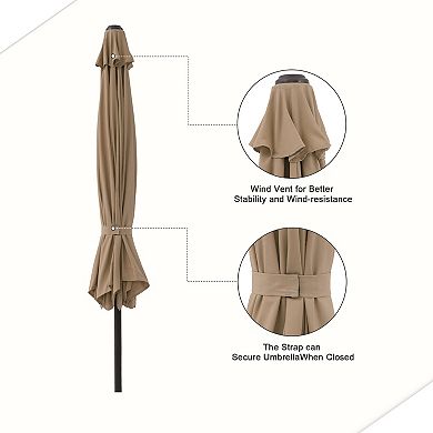 9ft Patio Umbrella with Base Included,with Crank Tilt and Umbrella Stand