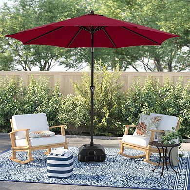 9ft Patio Umbrella with Base Included,with Crank Tilt and Umbrella Stand