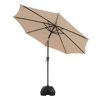 9ft Patio Umbrella with Base Included,with Crank Tilt and Umbrella Stand