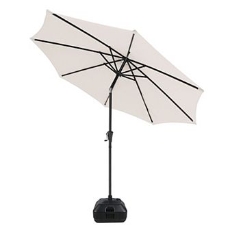 9ft Patio Umbrella with Base Included,with Crank Tilt and Umbrella Stand