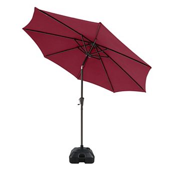 9ft Patio Umbrella with Base Included,with Crank Tilt and Umbrella Stand