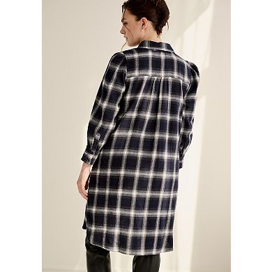 ellos Plus Size Flannel Button-Front Mega Tunic