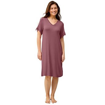 ellos Plus Size V-Neck Lace Trim Nightgown