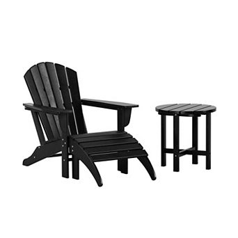 Outdoor Adirondack Chair With Ottoman And Side Table 3 pc Set