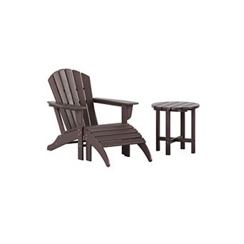 Outdoor Adirondack Chair With Ottoman And Side Table 3 pc Set