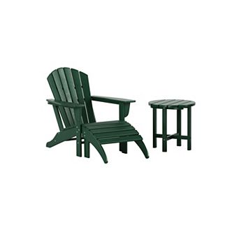 Outdoor Adirondack Chair With Ottoman And Side Table 3 pc Set